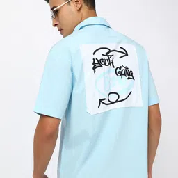Bewakoof Typography Printed Short Sleeves Oversized Shirt-image-91