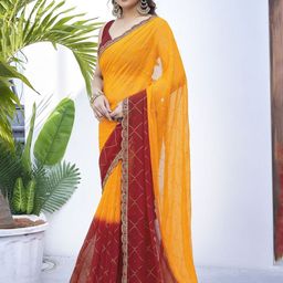 Subham Poly Georgette Geometric Printed Sequinned Saree-3