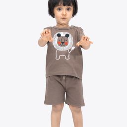 ariel Kids Embroidered Round Neck Pure Cotton T-shirt With Shorts-image-38