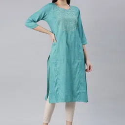Samhitas Floral Yoke Design Thread Work Round Neck Straight Kurta-picture-31