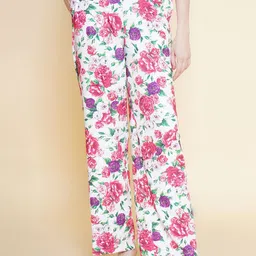 KATLINE Women Floral Printed Relaxed Trousers-picture-37