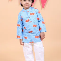 MAMA AND PEACHES Unisex Kids Printed Regular Pure Cotton Kurta with Pyjamas-51