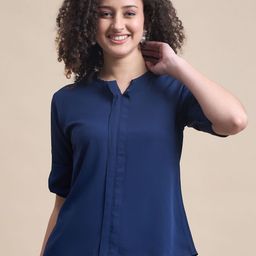 R.Code by The Roadster Life Co. Women Roll Up Sleeves Crepe Top-image-61