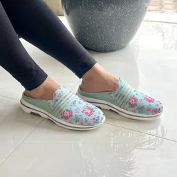 KazarMax Women Sea Green Floral Comfortable Lightweight Clogs Mule -3 UK-image-55