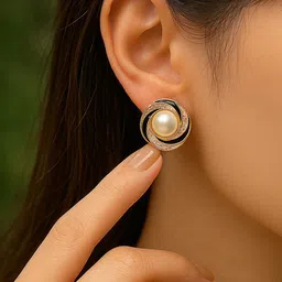 Celestria Artificial Stones Studded Circular Shaped Studs image 5