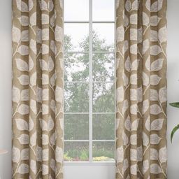 GM Brown & Beige Set of 2 Floral Room Darkening Door Curtain-picture-10