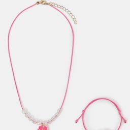 Accessorize Girls Tropical Flower Necklace & Bracelet Jewellery Set-image-78