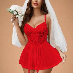 FIMBUL Women Self Design Net Baby Doll-image-65