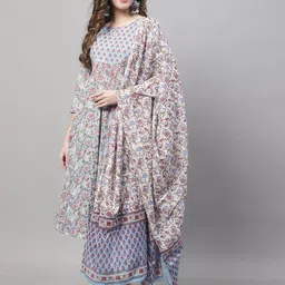 Rajnandini Women Floral Printed Regular Pure Cotton Kurta with Trousers & With Dupatta-22