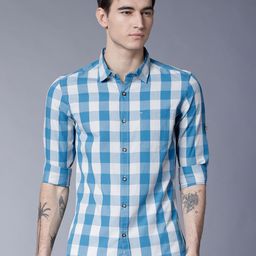 HIGHLANDER Men Yarn Dyed Checked Slim Fit Shirt-image-62