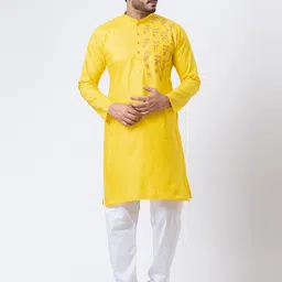 Rainbow Cloths Men Embroidered Thread Work Kurta-picture-18