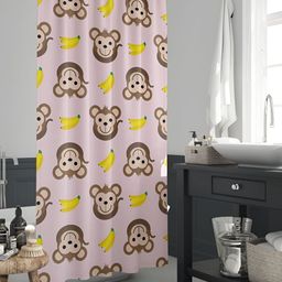 ArtzFolio Pink & Brown Printed Waterproof Shower Curtain-image-18