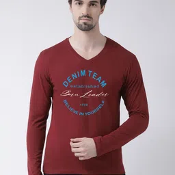 Friskers Men Typography Printed V-Neck Cotton Slim Fit T-shirt-picture-17
