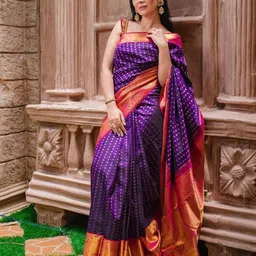 HERE&NOW Floral Woven Design Zari Pure Silk Banarasi Saree-picture-42