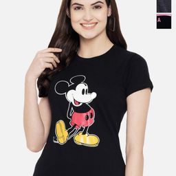 Dreambe Women Pack Of 3 Mickey Mouse Graphic Printed Round Neck Cotton T-shirts-picture-11