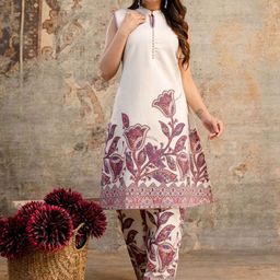 AUTUMN LANE Women Floral Printed Regular Pure Cotton Kurta with Trousers-picture-32