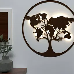 DEKORSTATION Brown Wood Contemporary Spherical Shaped Wall Lamp-image-25