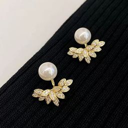 styledose Korean Sterling Silver Gold Plated Pearls Beaded & Studded Contemporary Studs-16