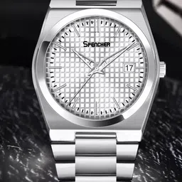 SPENCHER Men Brass Dial & Stainless Steel Bracelet Style Straps Analogue Watch SW Sapphire-39