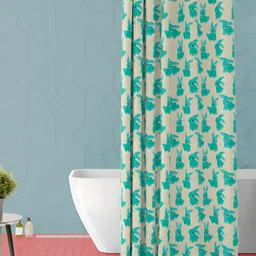 ArtzFolio Cream Colored & Green Printed Waterproof Shower Curtain-image-66