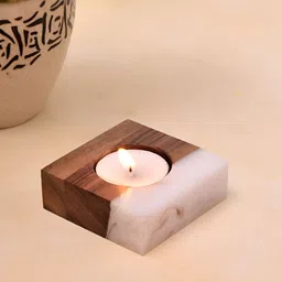 Indianshelf White & Brown Candle Holder-30
