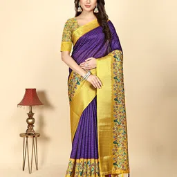 J 6 DESIGNER Floral Zari Art Silk Block Print Saree-picture-16