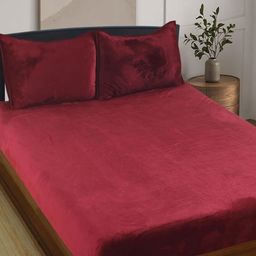 MORADO Maroon 260 TC Queen Bedsheet with 2 Pillow Covers-image-54