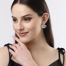 DressBerry Silver-Plated Textured Quirky Studs-19