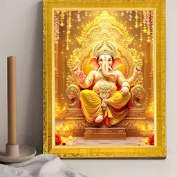 Art Street Gold-Toned & Yellow 1 Piece Synthetic Wood Religious Wall Paintings-33