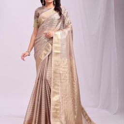 KALINI Striped Zari Organza Saree-image-86