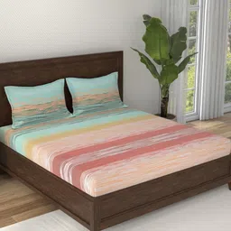 STELLAR HOME Red & Blue Striped Printed 144 TC Cotton King Bedsheet Set 2.24 m x 2.54 m-picture-24