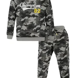 PLUM TREE Boys Camoflague Printed Round Neck Pure Cotton T-shirt & Jogger-image-33
