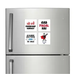 ARTBUG 4-Pcs White & Black Printed Fridge Magnets-5