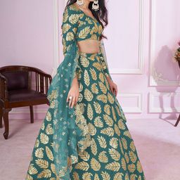 DIVASTRI Embellished Sequinned Semi-Stitched Lehenga & Unstitched Choli With Dupatta image 4