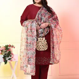PrettyPlus by Desinoor.com Embroidered Sequinned Organza Dupatta-44