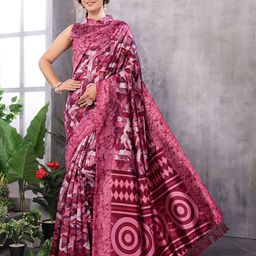 KALINI Abstract Printed Sarees With Blouse Piece-image-34
