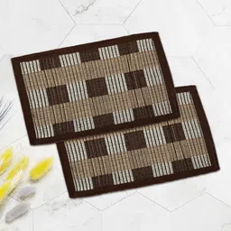 Aura2 Pieces Brown & White Checked Anti-Skid Doormats-image-71