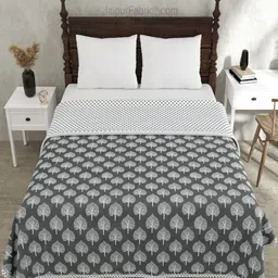 Myntra Elegant Homes Grey 180 GSM Ethnic Motifs Cotton AC Room Double Bed Dohar-picture-19