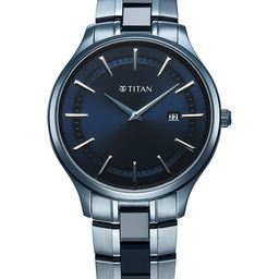 Titan Men Dial & Stainless Steel Bracelet Style Straps Analogue Watch 90142QD01-40