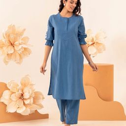 MISRI Embellished Straight Pure Cotton Kurta with Trouser-54
