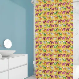 ArtzFolio Green & Yellow Printed Waterproof Shower Curtain-image-50