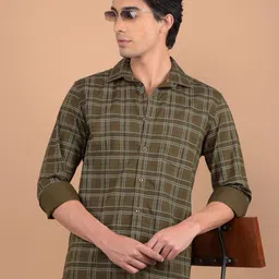 Crimsoune Club Men Slim Fit Grid Tattersall Checks Opaque Checked Casual Shirt-picture-19