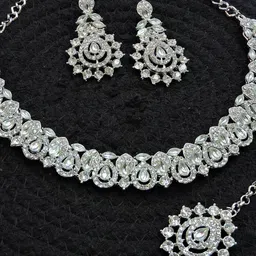 Anouk Rhodium-Plated Stone-Studded Jewellery Set-image-45