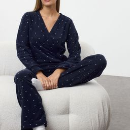 Trendyol Women Printed V-Neck Winter Night suit-image-82