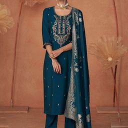 Varanga Women Floral Embroidered Regular Kurta with Trousers & With Dupatta-46