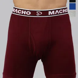 MACHO Sporto Pack Of 8 Pure Cotton Mid-Rise Long Trunks-picture-7