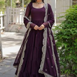 JATRIQQ Embroidered Ethnic Dress With Dupatta-image-3
