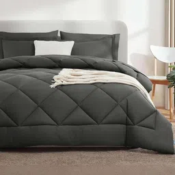 Doristyle Grey Checked Microfiber Heavy Winter 500 GSM Double Bed Comforter-image-13