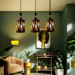 KINIS Black & Beige Printed Abstract Shaped Ceiling Lamp image 5