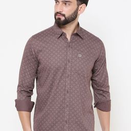 Duke Men Spread Collar Geometric Printed Cotton Casual Shirt-image-40